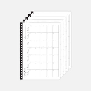 Pack of 5 monthly planner A5 sheets